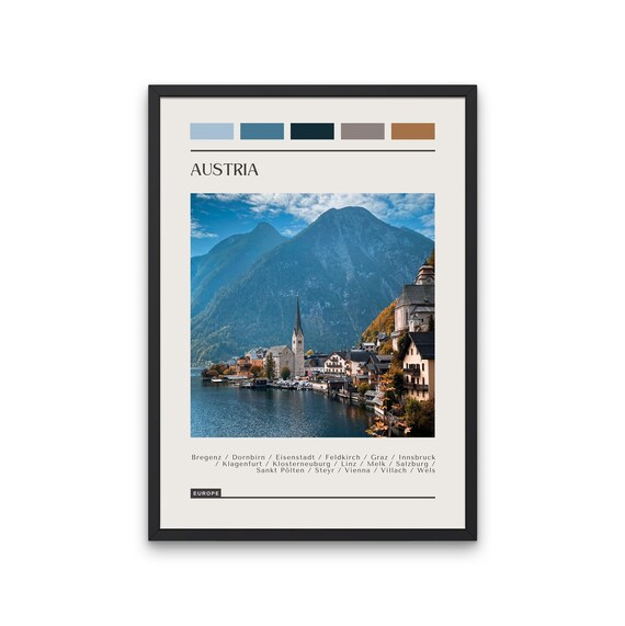 Austria Travel Poster, Color Block Art Print