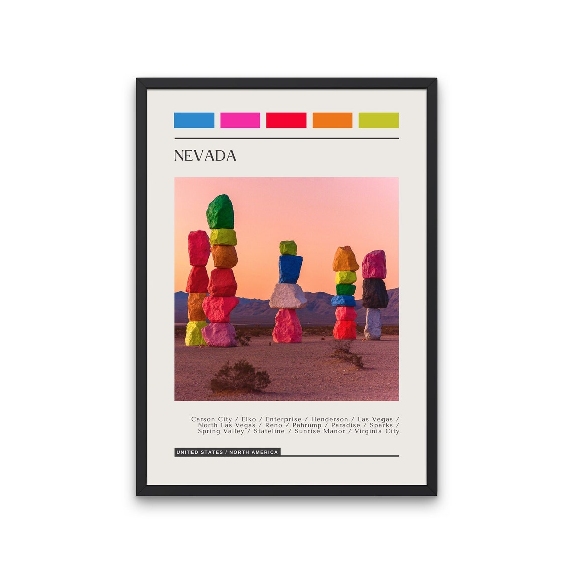 Nevada Seven Magic Mountains Desert Art Stacked Rocks Poster