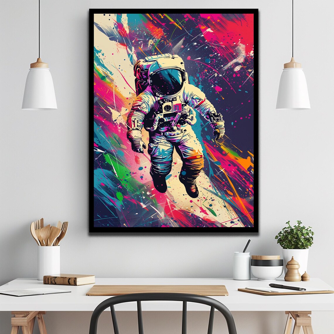 Free Astronaut Retro Space Art Print, Nursery Decor - Image 3