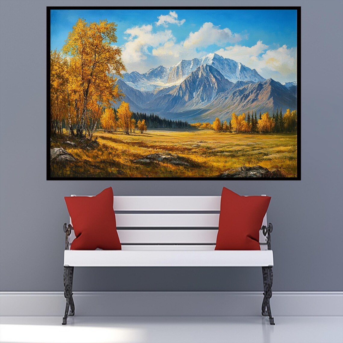 Landscape Painting, Fall Autumn Pine Tree Art - Image 2