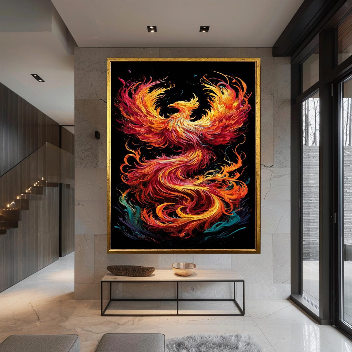 Rising Phoenix Flames Red Orange Gold Mythical Firebird Fantasy Poster - Image 3