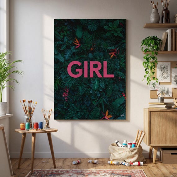Framed Girl Tropical Jungle Wall Art Pink Botanical Poster For Baby Room Decornewborn Gift Nature Nursery Or Ecoloving Families