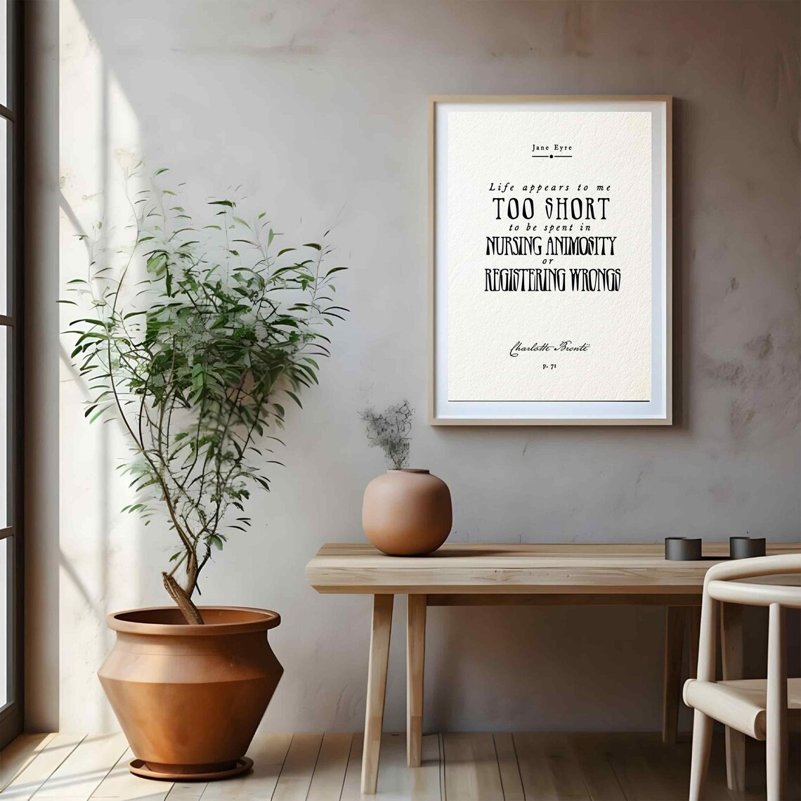 Jane Eyre Vintage Book Page Art Print, Life Appears Too Short - Image 2