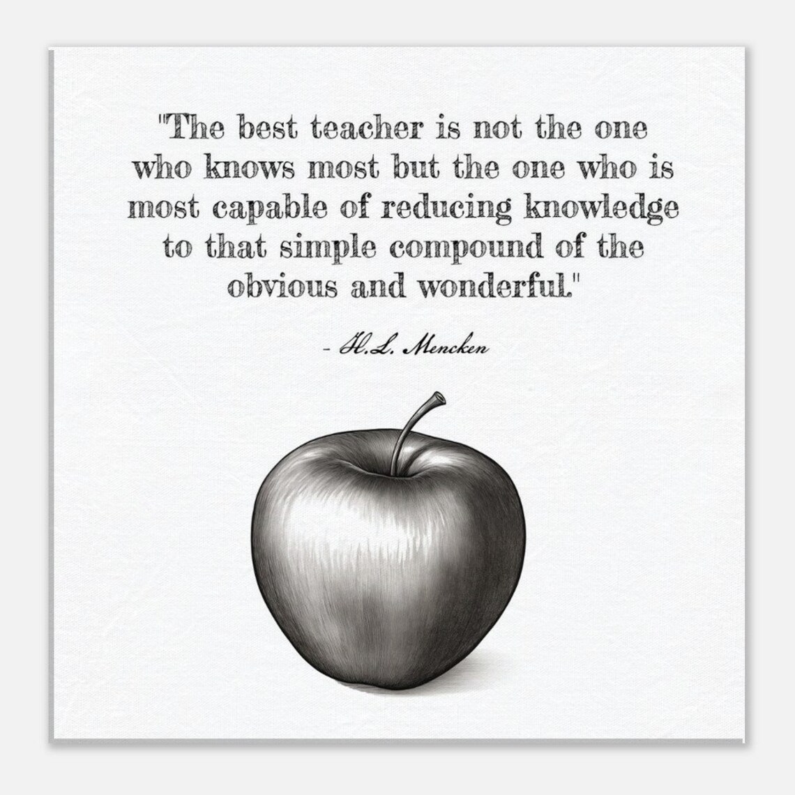 Teacher Quote Wall Art Classroom Art Teacher Gift Hl Mencken Quote