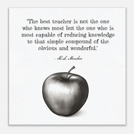 Teacher Quote Wall Art Classroom Art Teacher Gift Hl Mencken Quote