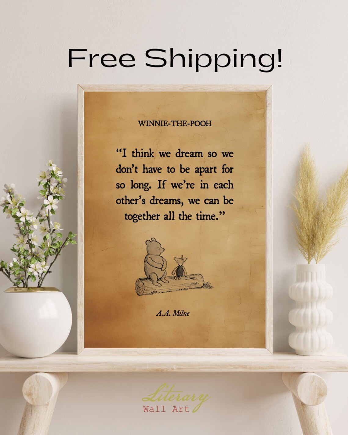 Winnie The Pooh Nostalgic Friendship Art Print, Nursery Decor