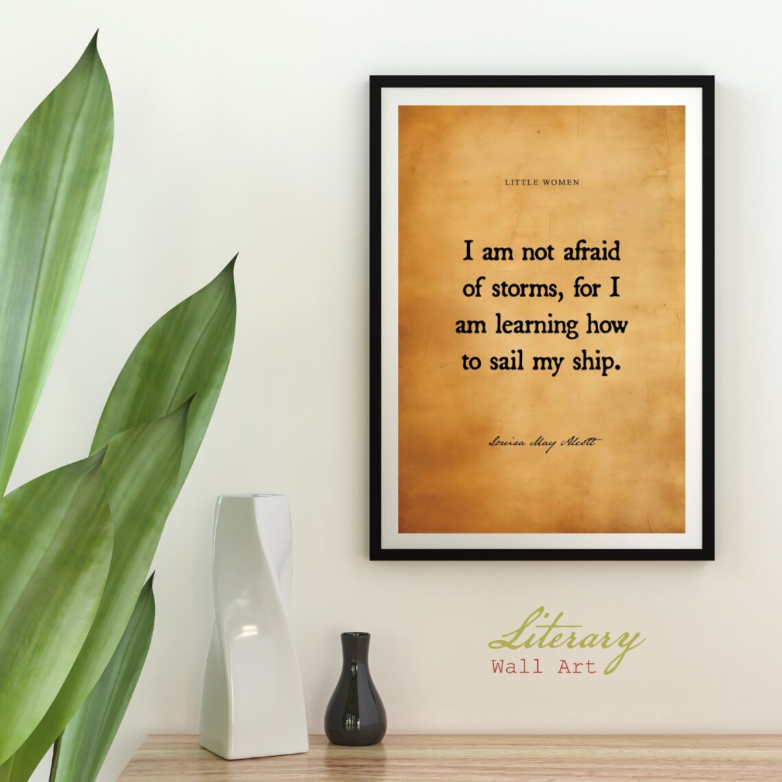 Louisa May Alcott Little Women Quote Print "Not Afraid Of Storms" Vintage - Image 2