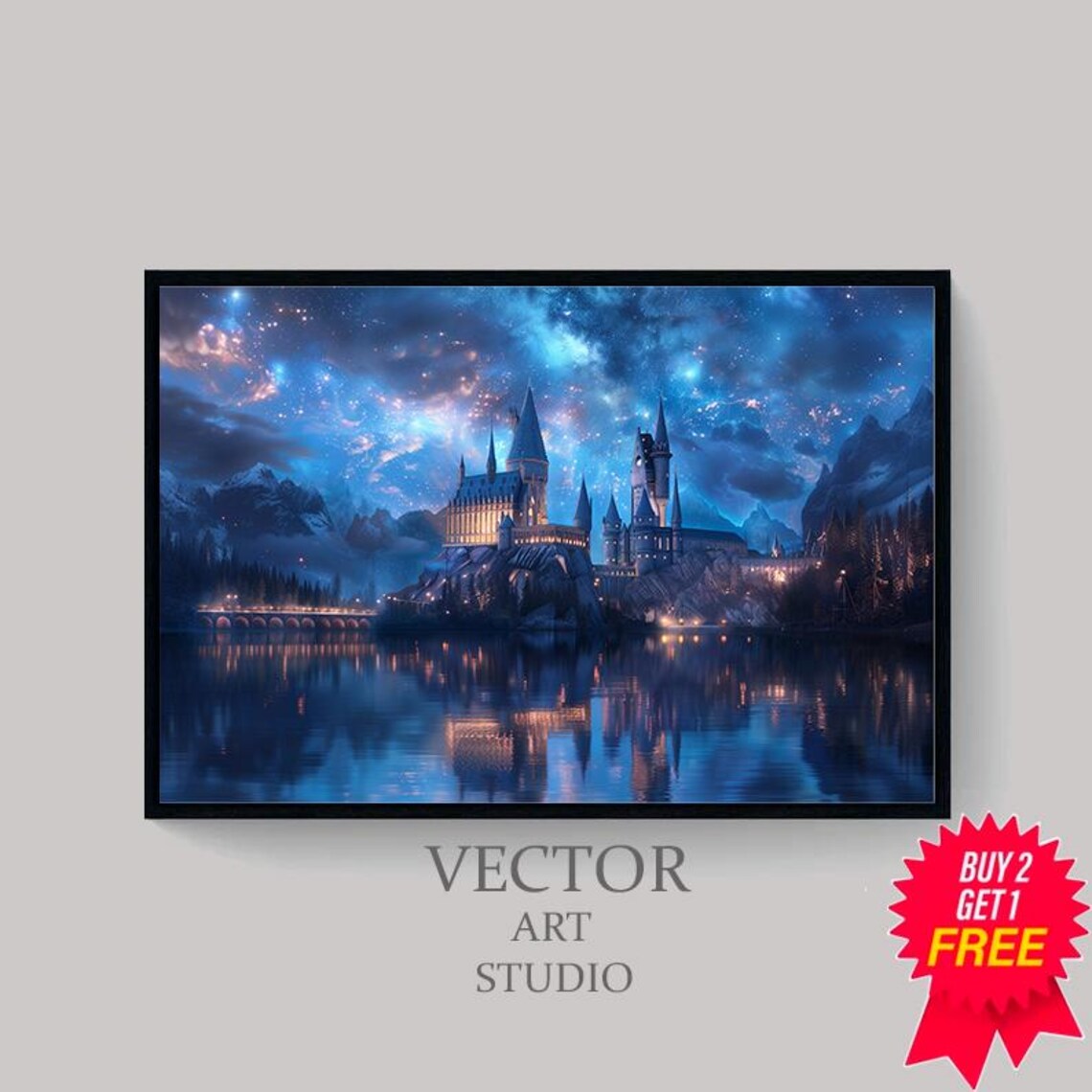 Wizard School Vintage Castle, Van Gogh-Inspired Poster - Image 4