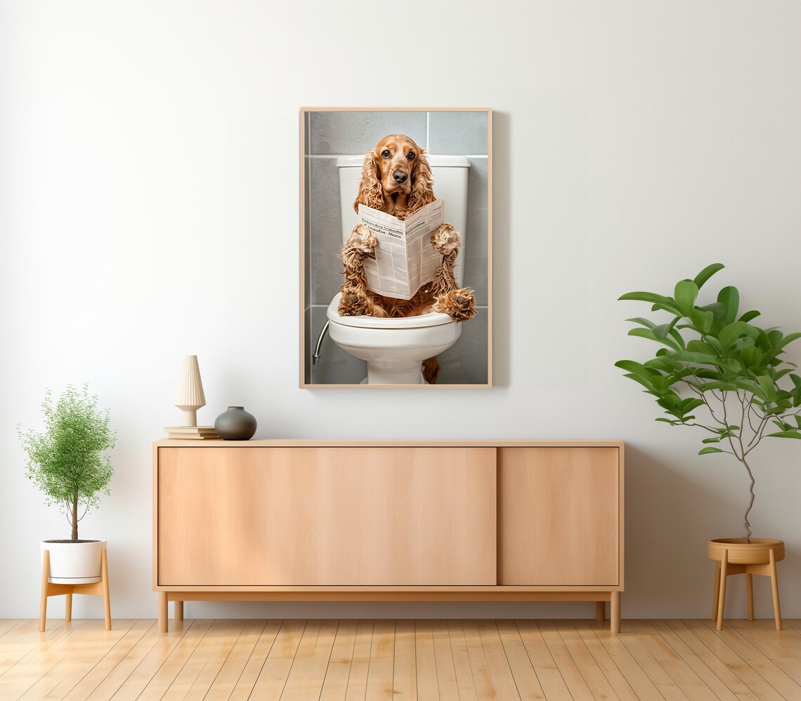 Cocker Spaniel In Toilet Bathroom Humor Art Print - Image 2