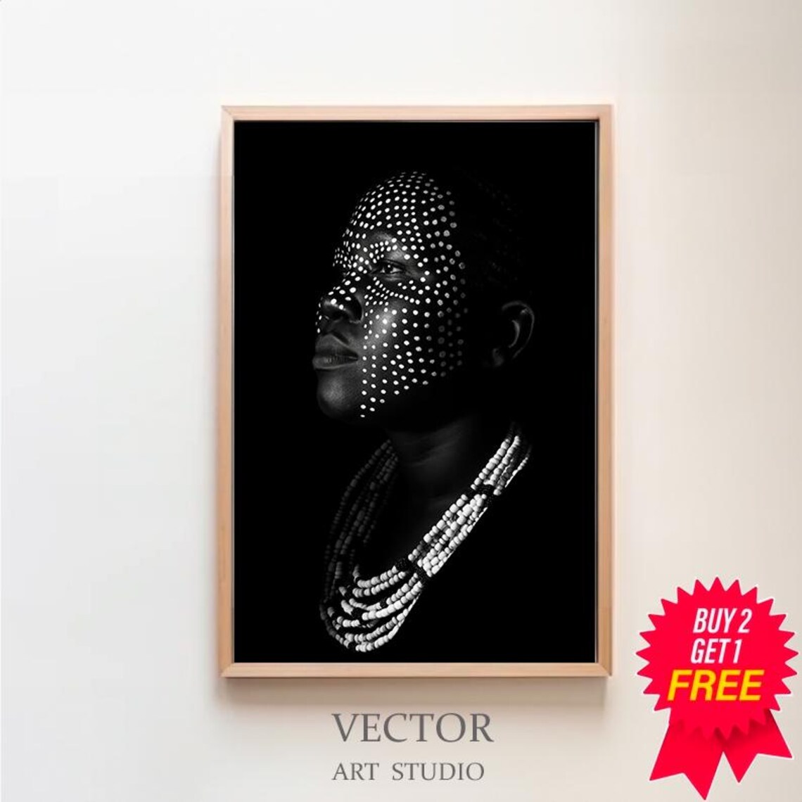 Black and White African Art, Cultural Poster Print