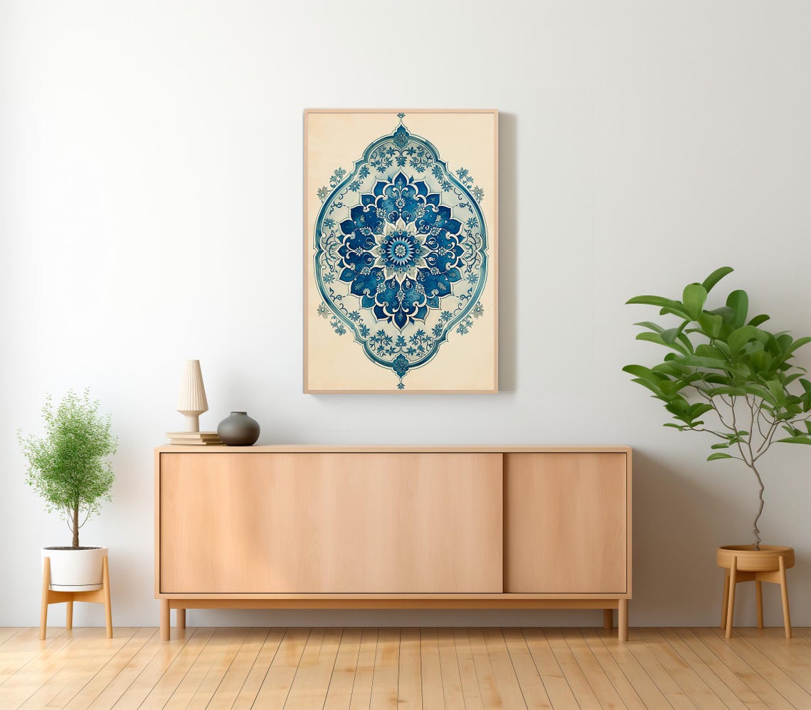 Islamic Geometric Art Artful Pattern Art Modern Islamic Wall Art Boho Islamic Poster Floral Tile Print Eid Decoration Muslim Home Decor - Image 2