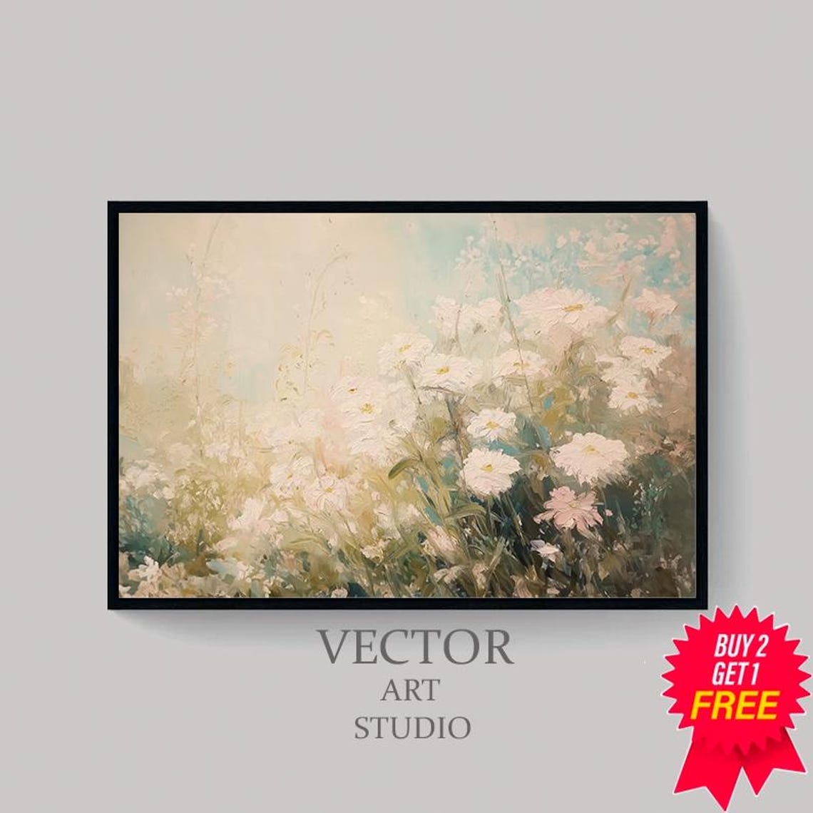 Soft Pastel Spring Wildflowers in Dreamy Impressionist Style Poster - Image 4
