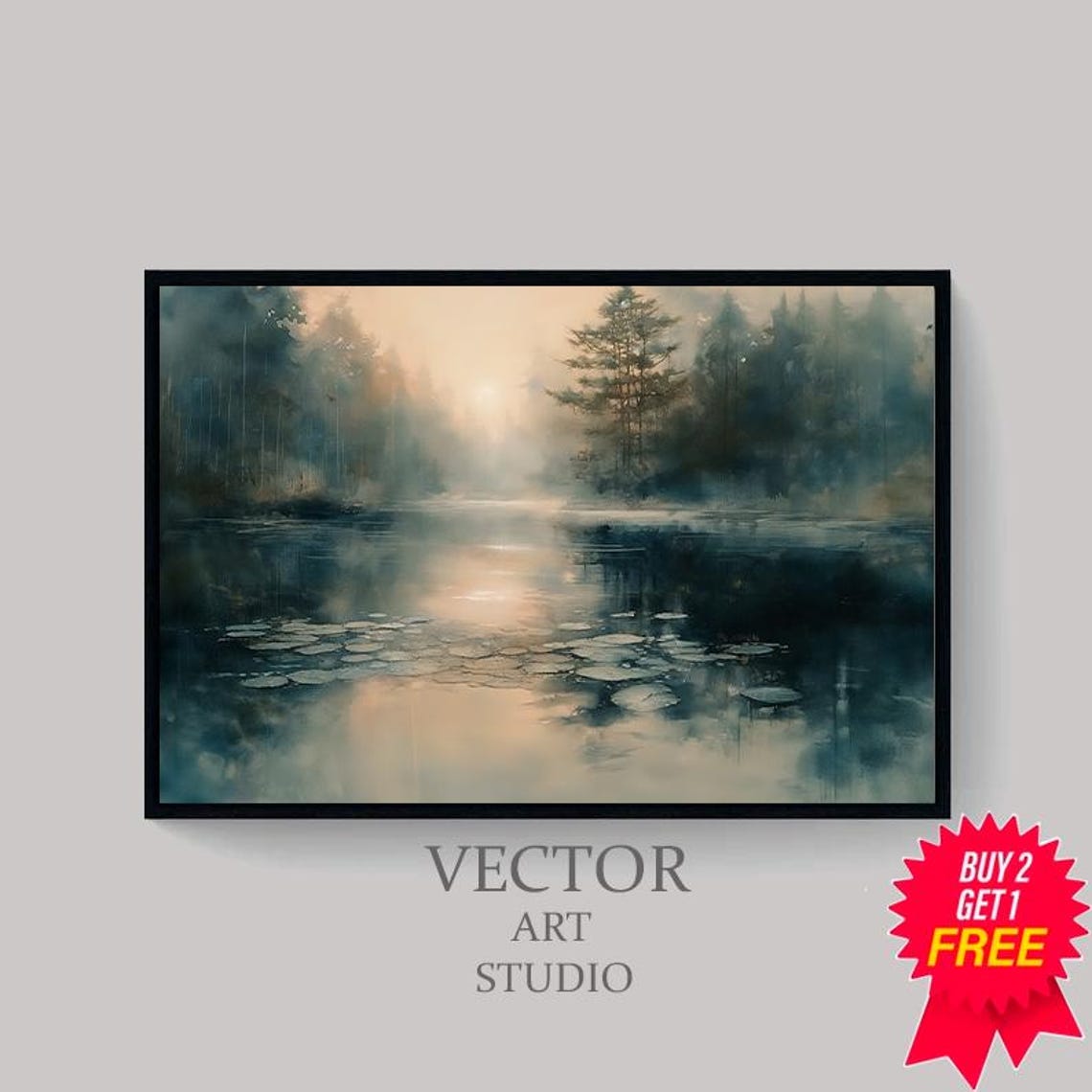 Fall Landscape Print Vintage Autumn Moody Countryside Painting Muted Farmhouse Decor Rustic Fall Wall Rustic Fall Landscape Print - Image 4