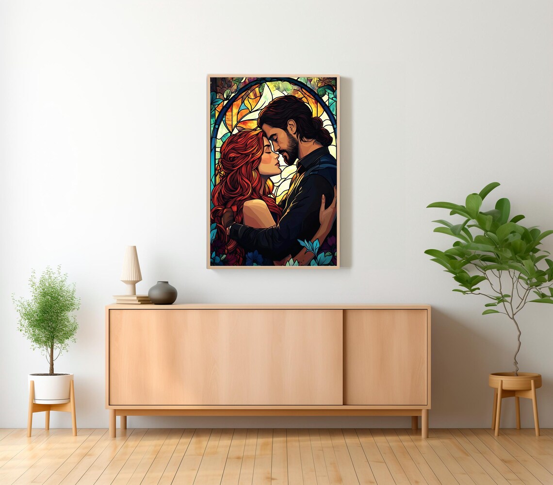 Persephone and Hades Stained Glass Window Romantic Couple Art Poster - Image 2