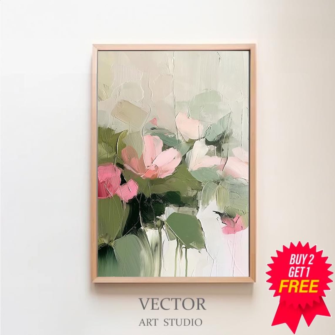 Sage Green Abstract Modern Painting, Hallway Decor
