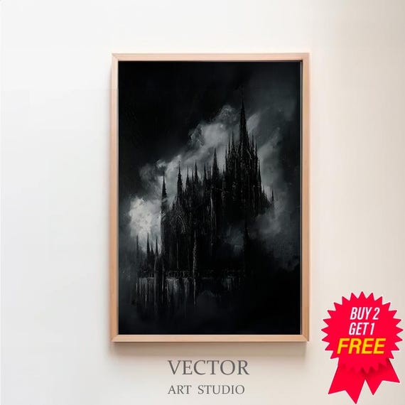 Draculas Castle Vintage Print Home Decor Victorian Vampire Dark Art Occult Poster Gothic Home Decor