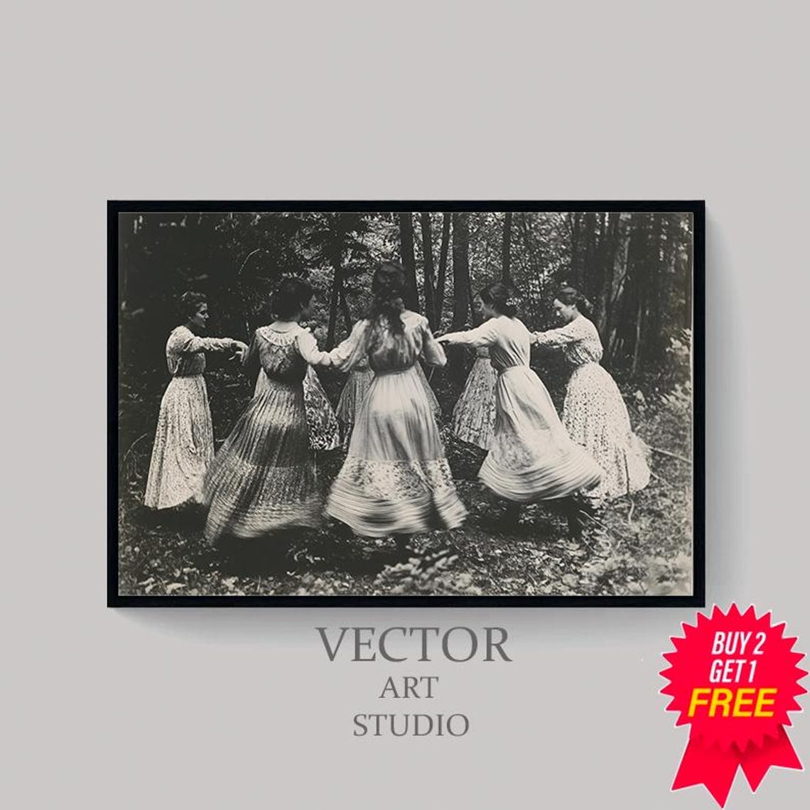 Circle Of Dancing Witches Vintage Photography Dark Occult Poster Gothic Home Decor Witchcraft Witch Print Gothic Art Wiccan Art - Image 4