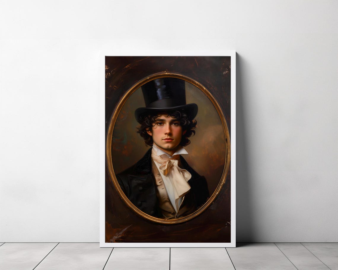 Vintage Oval Portrait of a Gentleman in a Tall Top Hat Poster - Image 3