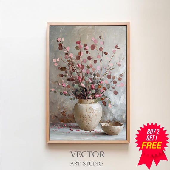 Olive Tree Stems Painting Muted Toned Art Art