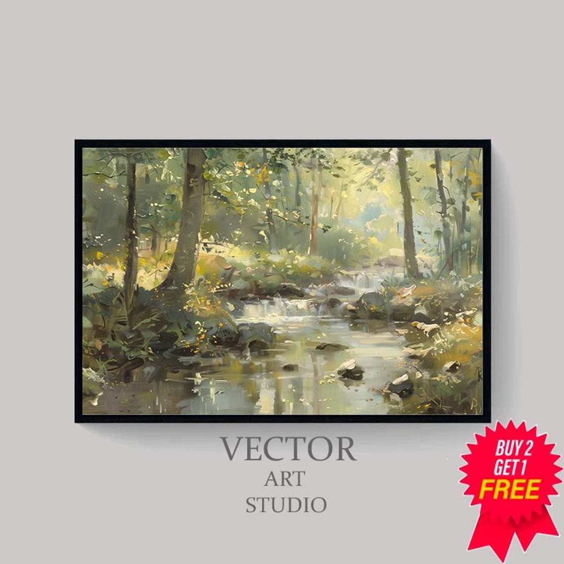 Spring Stream Landscape Painting Frame Tv Art Easter Green Earthy Summer Tv Decor Spring Forest River Scenery Screensaver - Image 4