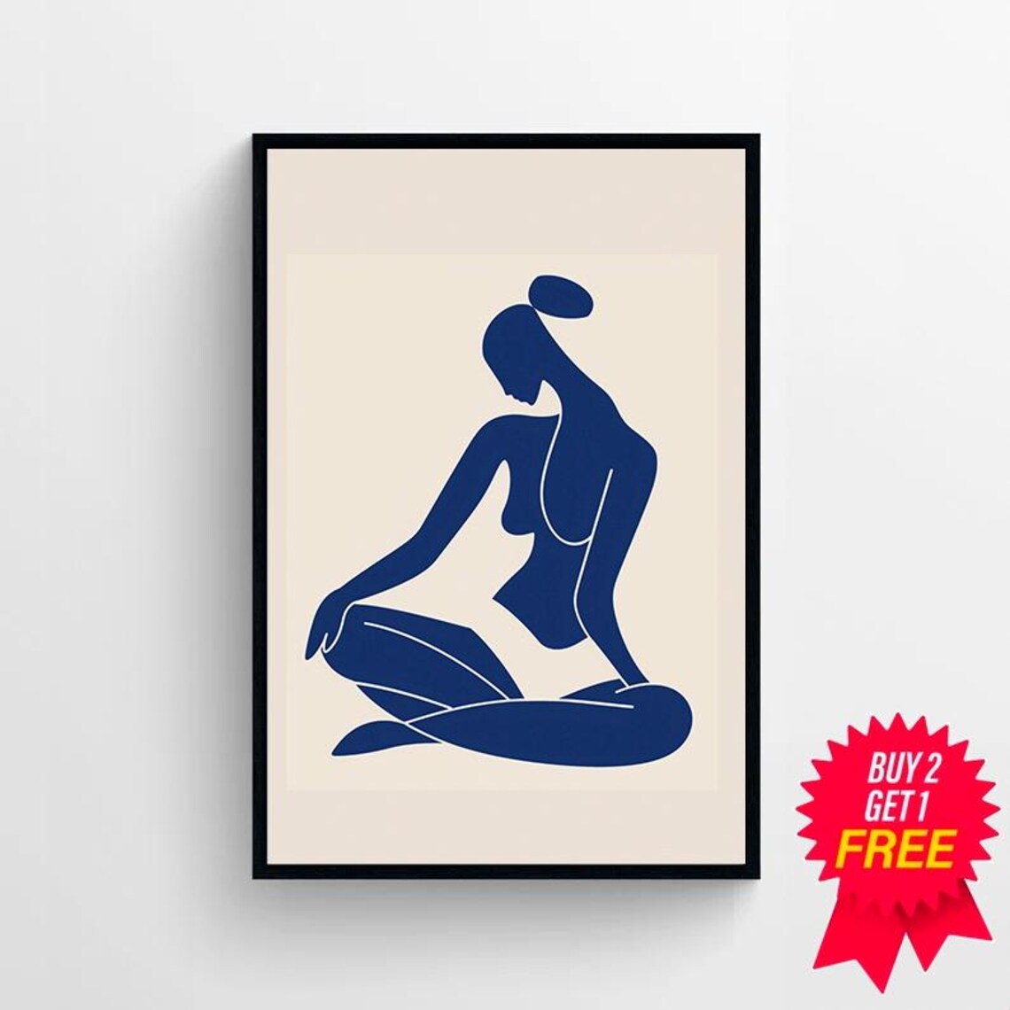 Matisse Blue Nude Woman Seated in a Minimalist Modern Art Poster - Image 4