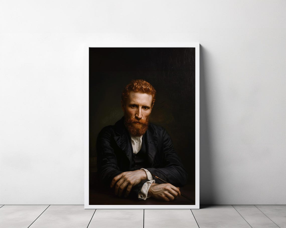 Van Gogh Print Moody Portrait Vintage Art - Image 3