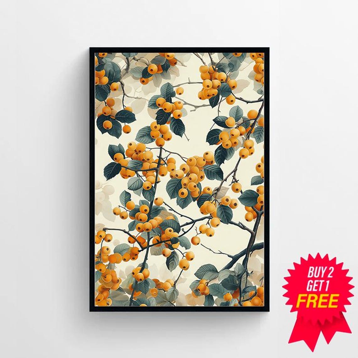 Golden Wattle Yellow Blossom Cream Background Botanical Poster - Image 4