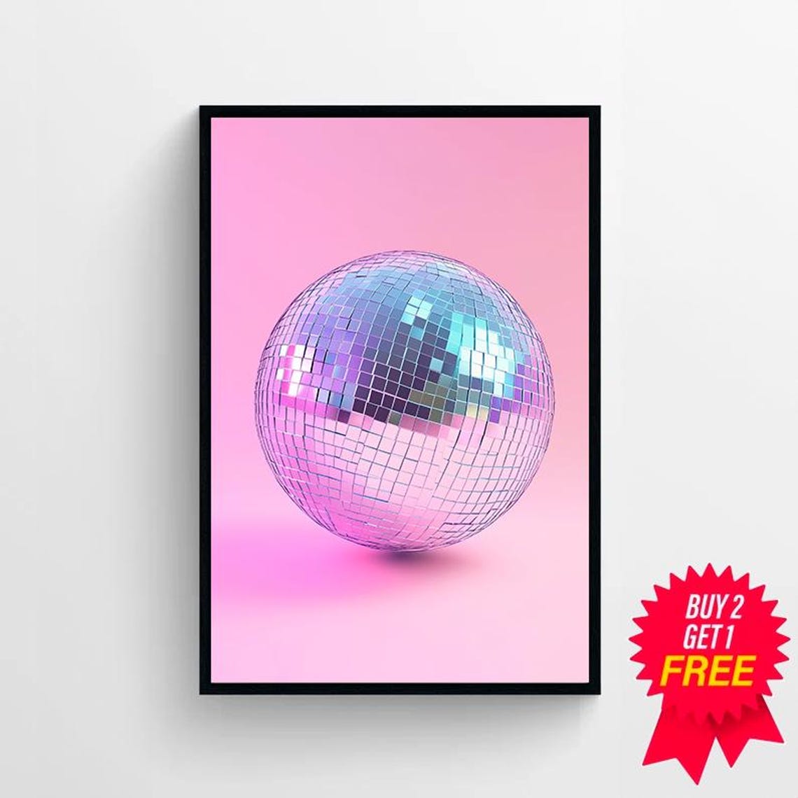Pink Disco Ball Pastel Maximalist Dopamine Oil Painting Poster - Image 4