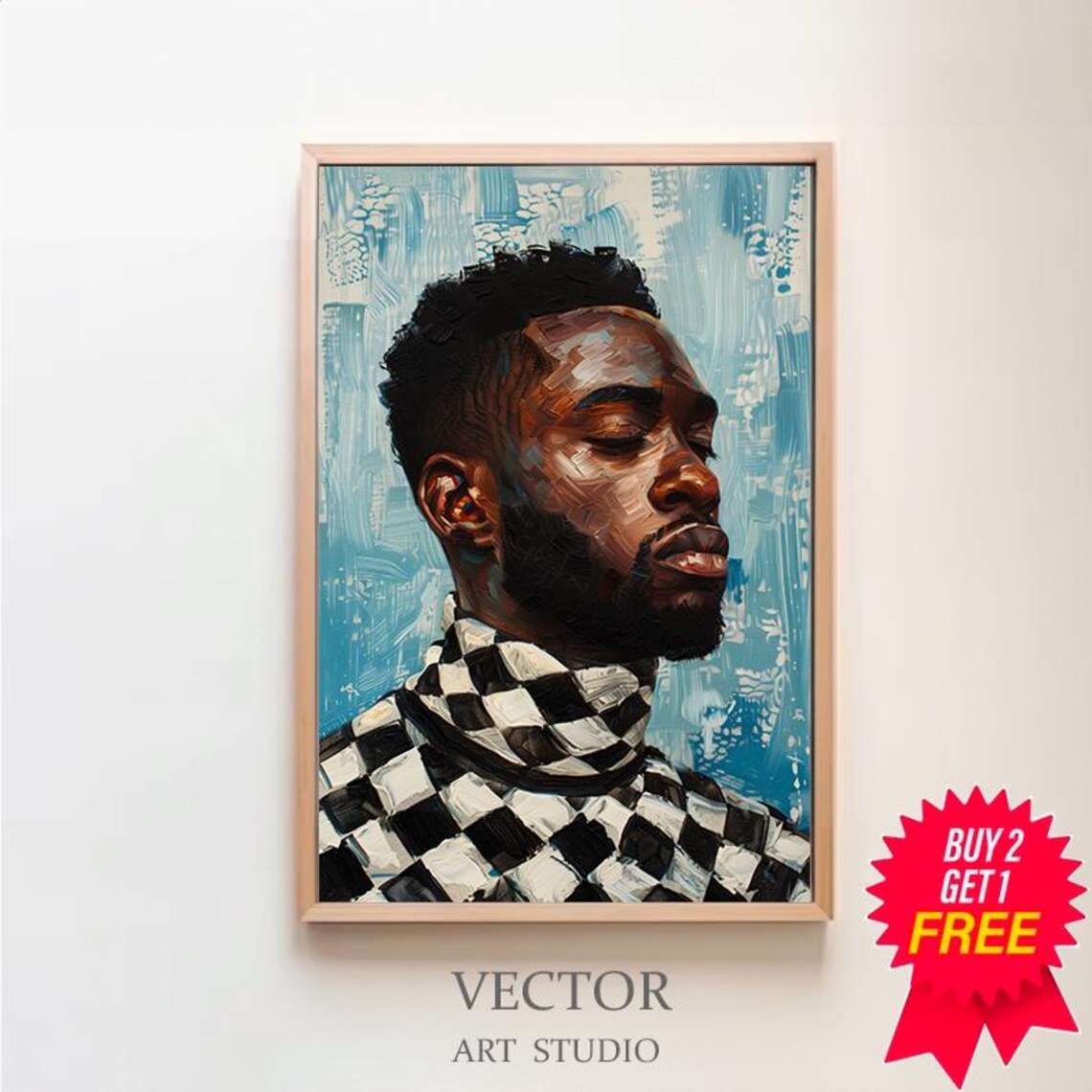 Abstract Black Men Art Print, Contemporary People
