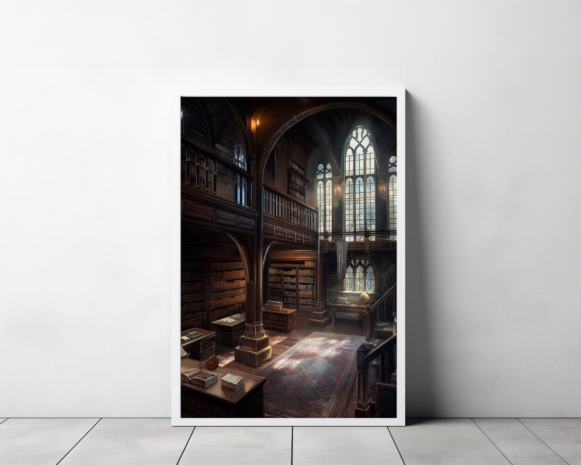 Gothic Library Print Vintage Poster Art Poster Print Dark Academia Reading Gifts Gothic Victorian - Image 3