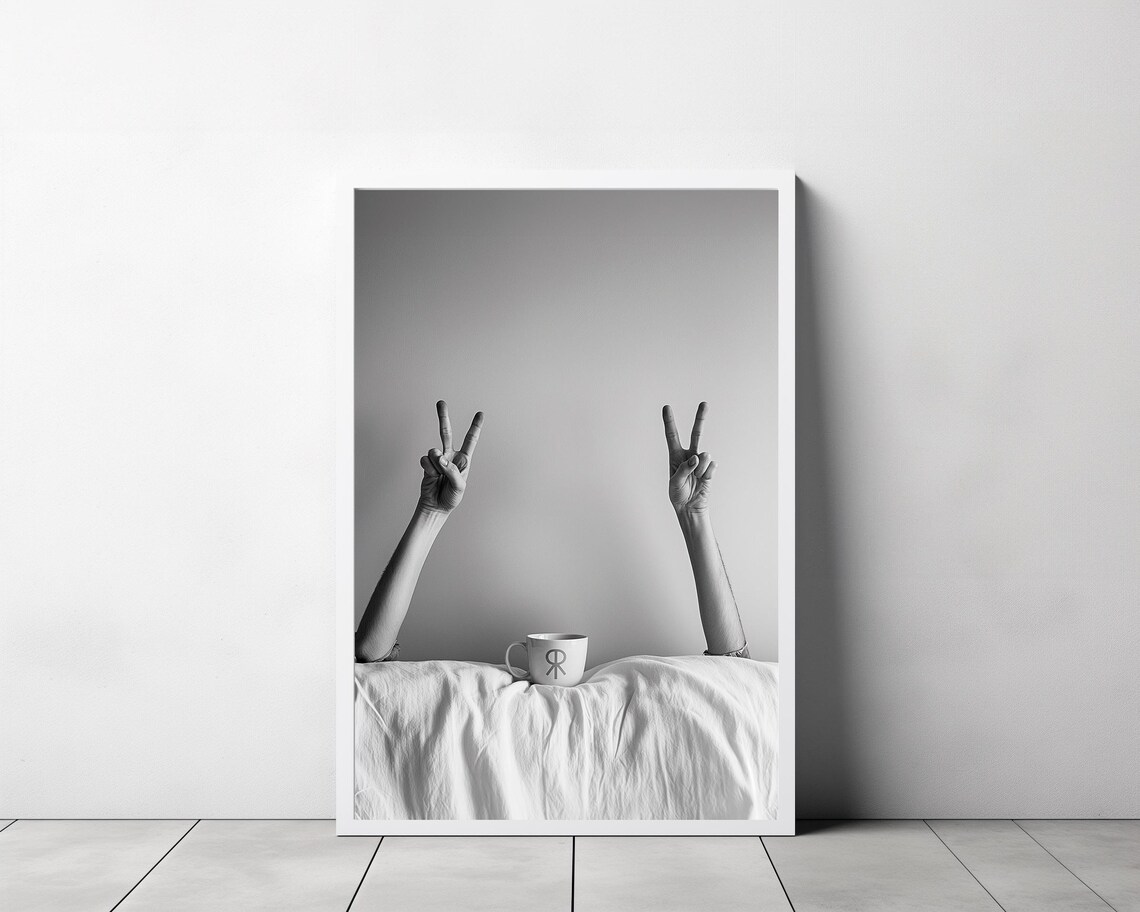 Woman Drinking Coffee In Bed Print Feminist Poster Black And White Coffee Shop Decor Dining Room Art Kitchen Wall Art - Image 3