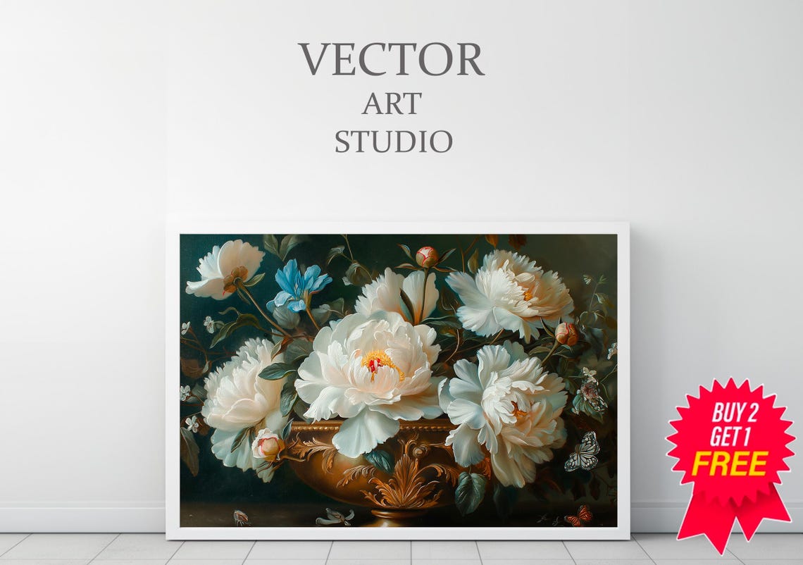Moody Floral Tv Background Frame Tv Art Moody Flowers Blue Frame Tv Art Vintage Flower Still Life Farmhouse Painting Dark - Image 3