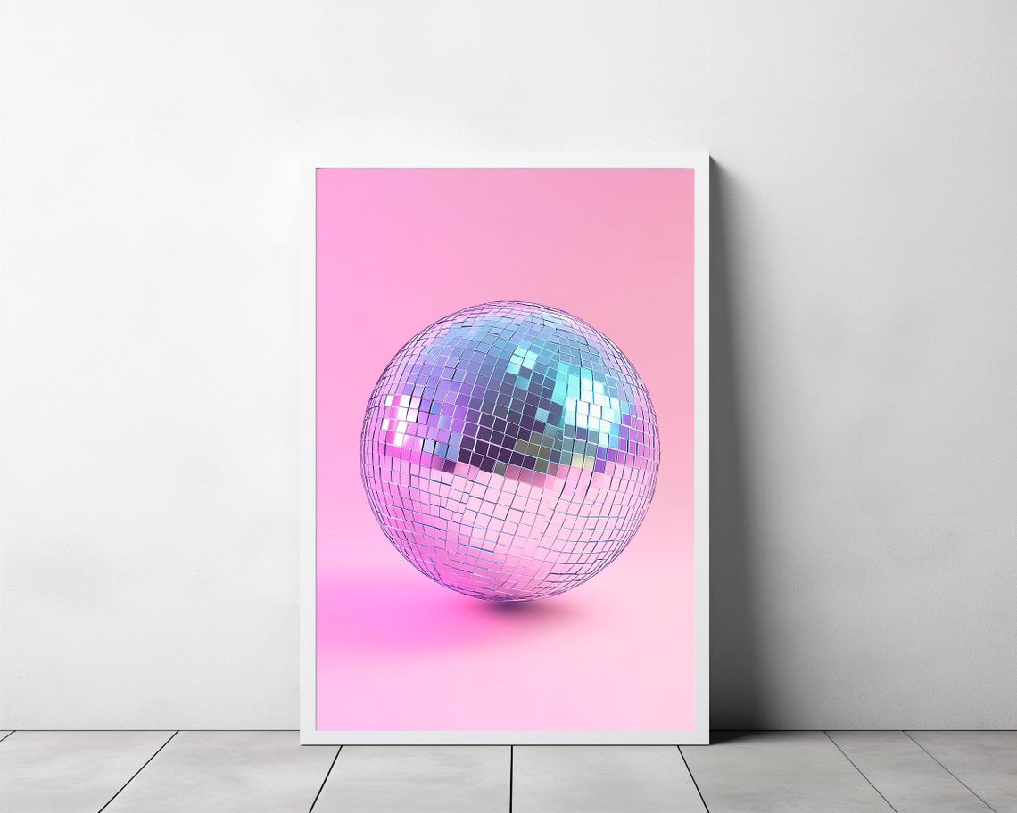 Pink Disco Ball Pastel Maximalist Dopamine Oil Painting Poster - Image 3