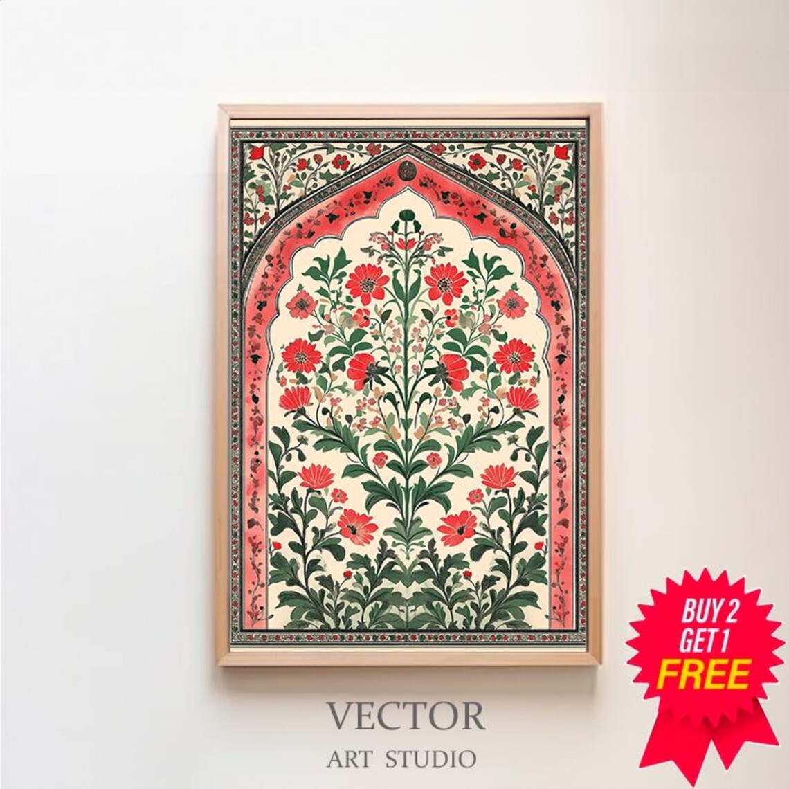 Palestine Floral Arch Islamic Architecture Art Print