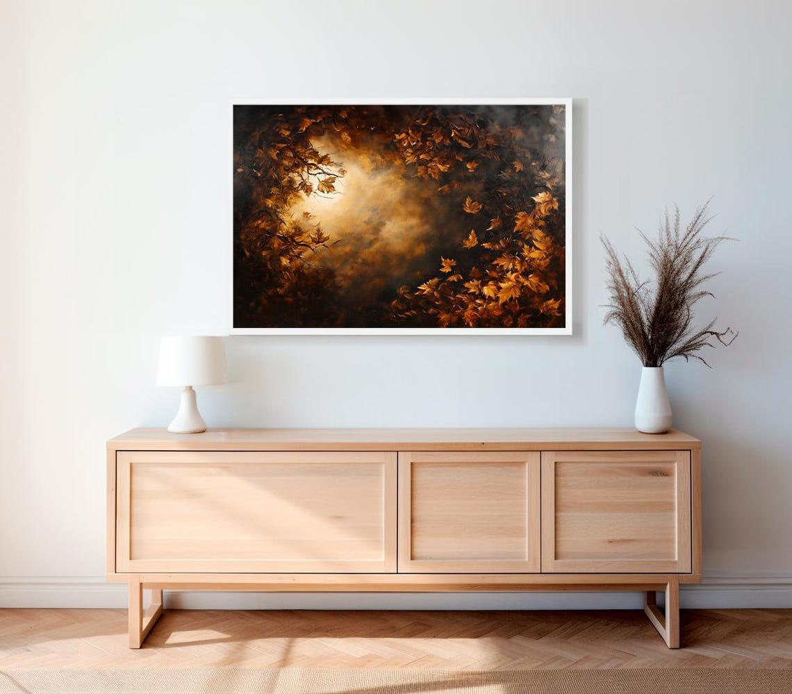 Glowing Moonlight Breaking Through Autumn Leaves Fall Poster - Image 2