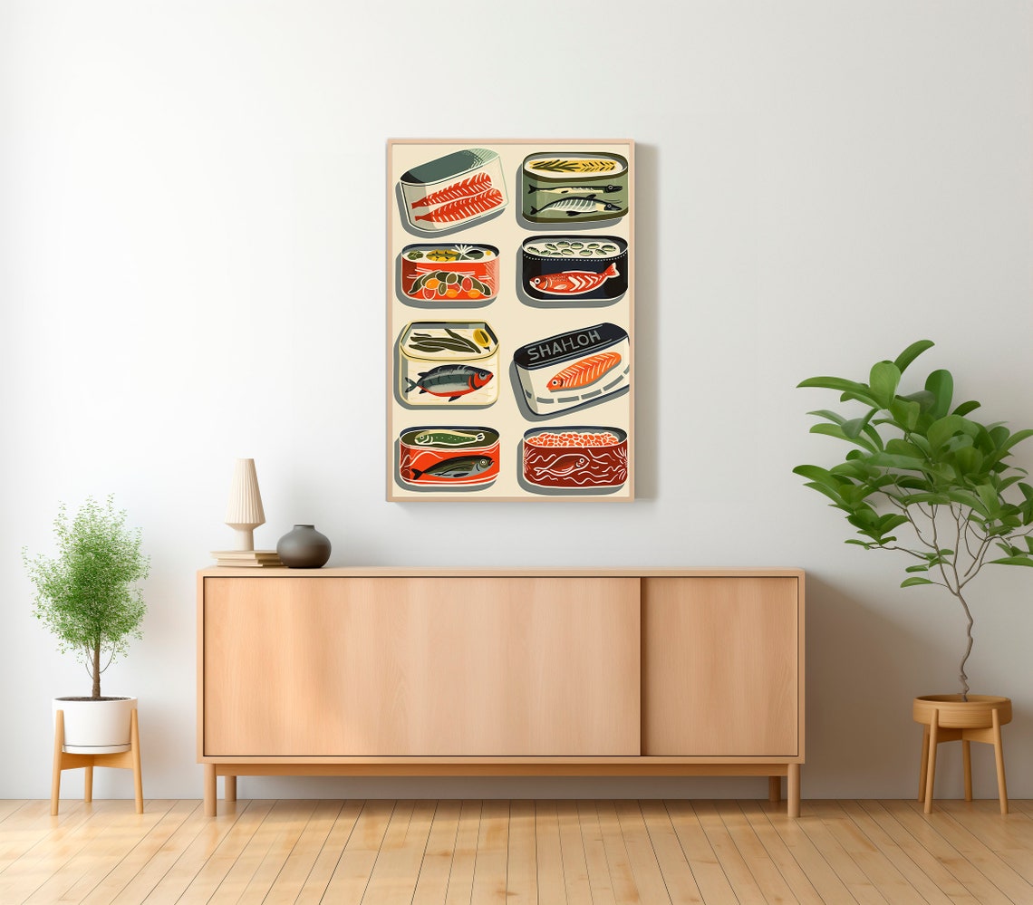Retro Sardine Tin Can Collection Vintage Italian Kitchen Art Poster - Image 2
