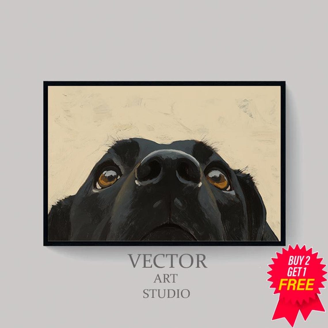 Curious Black Labrador Peeking Up from the Frame Edge Poster - Image 4