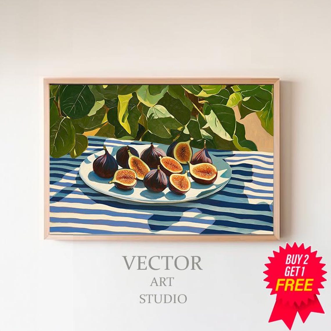 Fresh Figs on Plate Under Fig Tree Mediterranean Still Life Print