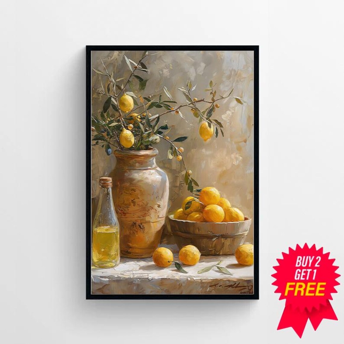 Vintage Lemons Still Life Painting Vintage Fruit Still Life Art Art - Image 4