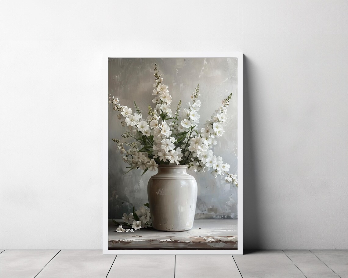 Spring Flowers in Vintage Vase, Floral Art Print - Image 3