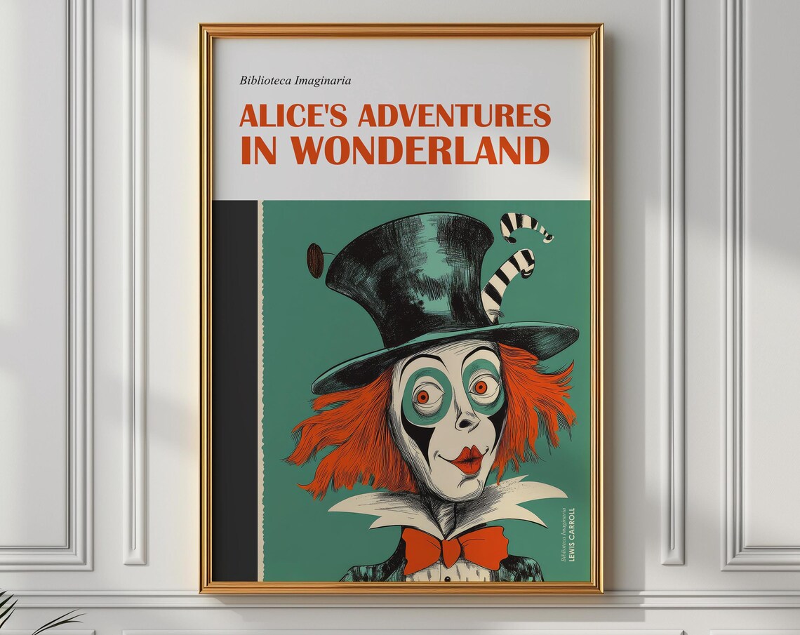Mad Hatter Alice in Wonderland Book Cover Illustration Poster
