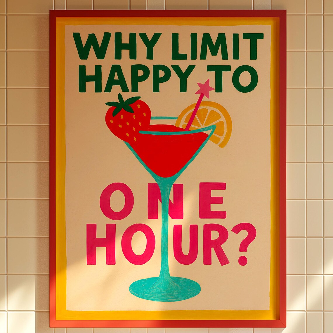 Funny Cocktail Quote Poster Retro Bar Art