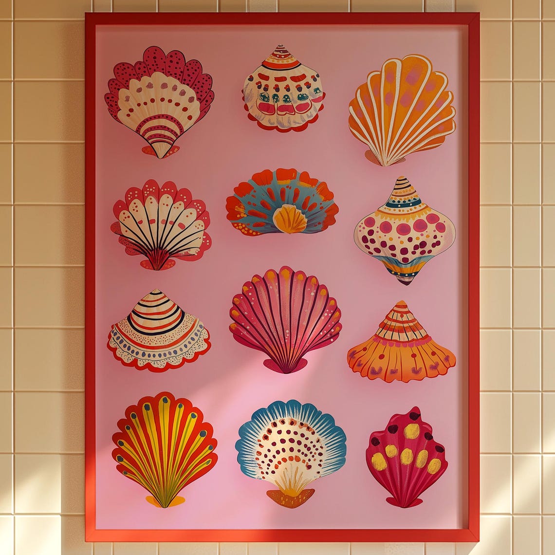 Illustrated Seashell Collection Colorful Nautical Wall Poster