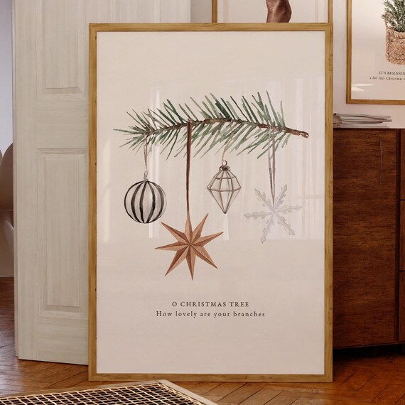 Minimalistic Christmas Wall Art Neutral Boho Botanical Holiday Poster O Tree Print Modern Christian Decor Winter Themed