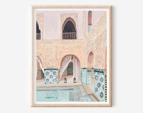 Marrakech Art Print Morocco Poster Moroccan Art Print Arabic Wall Art Morocco Architecture Boho Wall Decor Marrakesh Riad Art