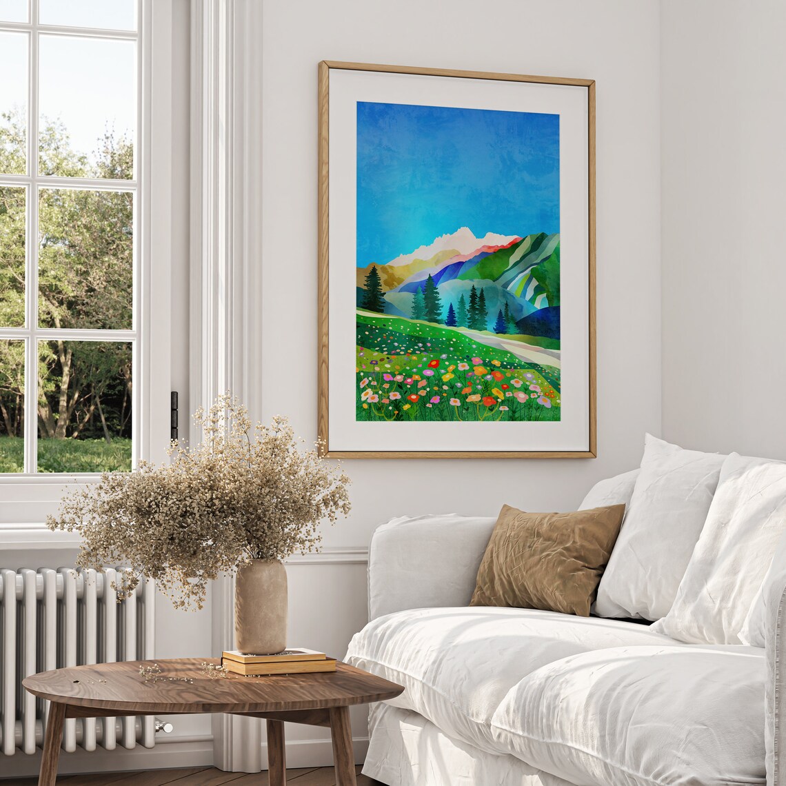 Alpine Wildflower Meadow with Colorful Blooms and Mountains Poster - Image 4