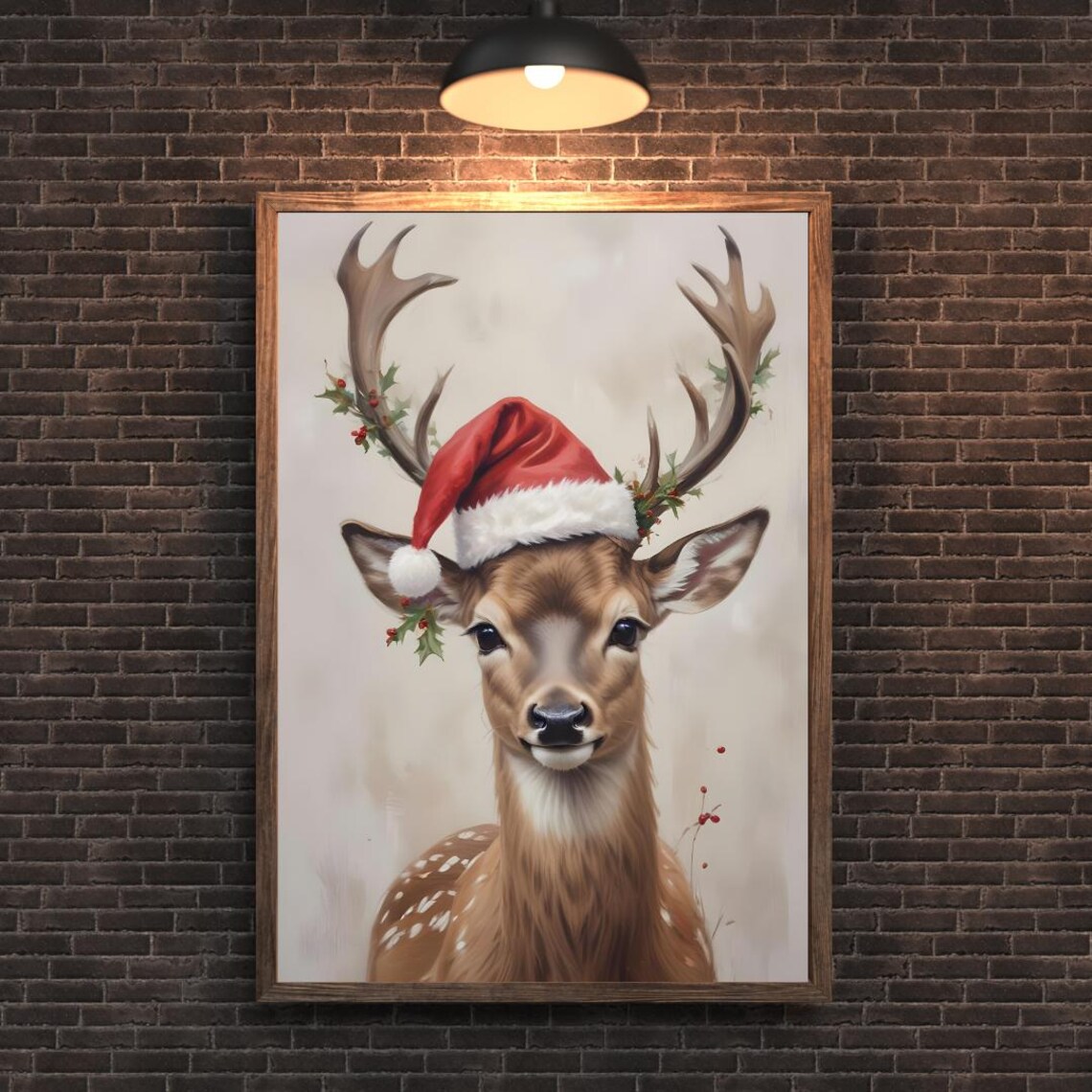 Rustic Reindeer Christmas Art Print, Gift - Image 5