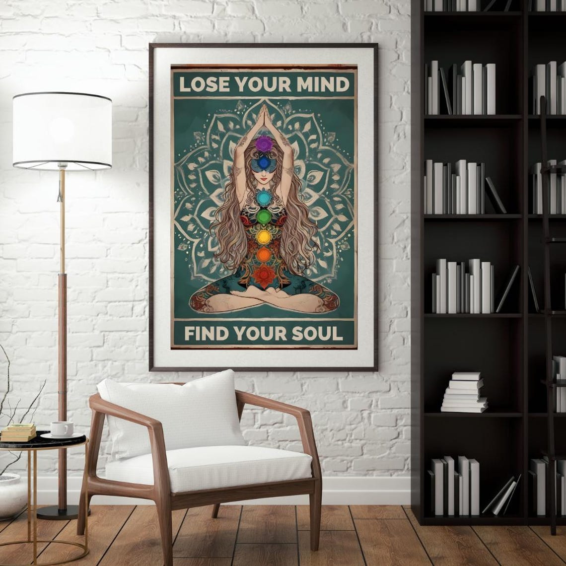 Lose Your Mind Find Your Soul Poster Vintage Yoga Girl Poster Namaste Wall Art Print Meditation Poster Wall Art For Home Decor - Image 5