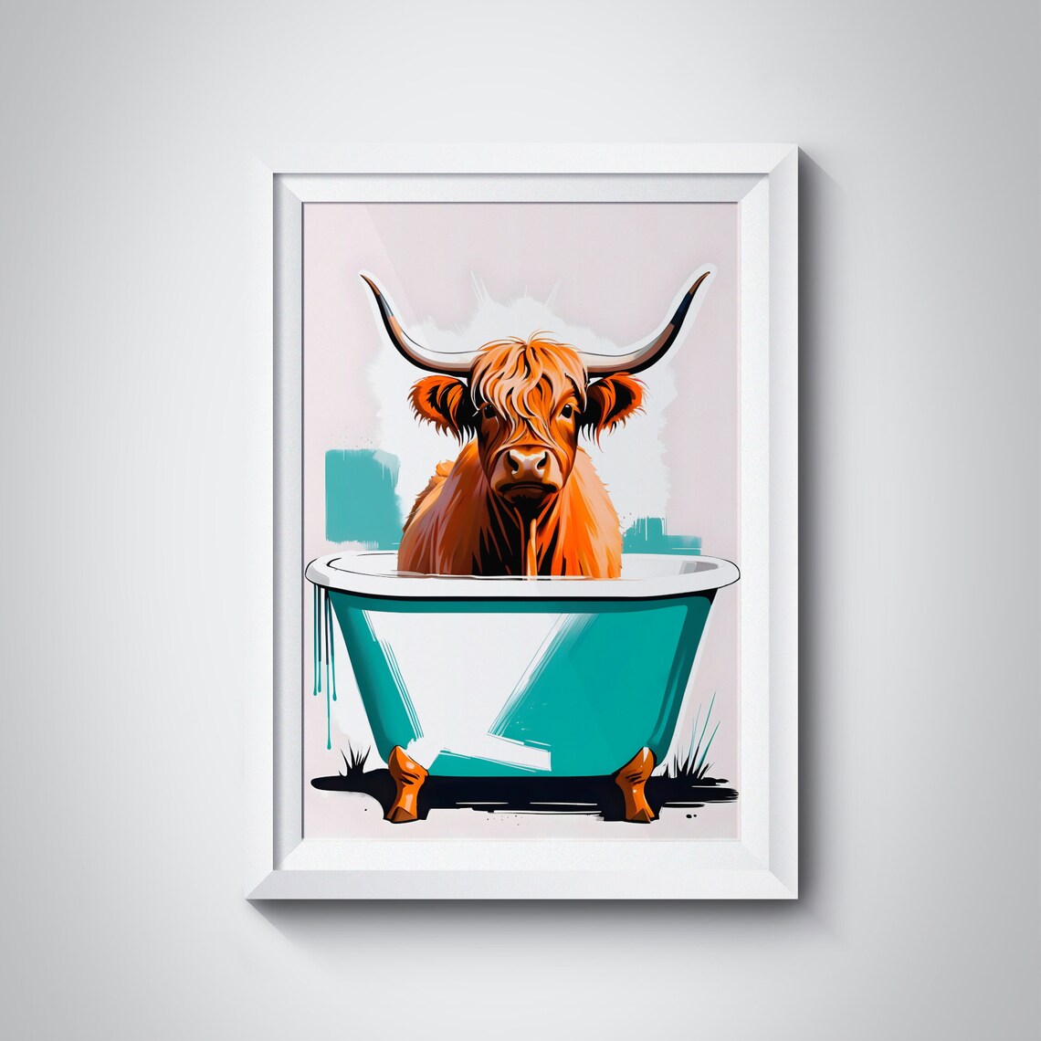 Highland Cow in Tub, Whimsical Bathroom Decor - Image 3