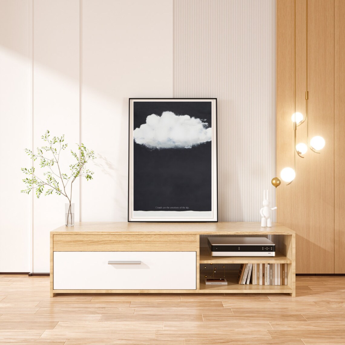 Blue Cloud Painting, Surreal Abstract Decor - Image 2